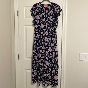 Kate Spade flutter sleeve floral maxi dress with smocked back